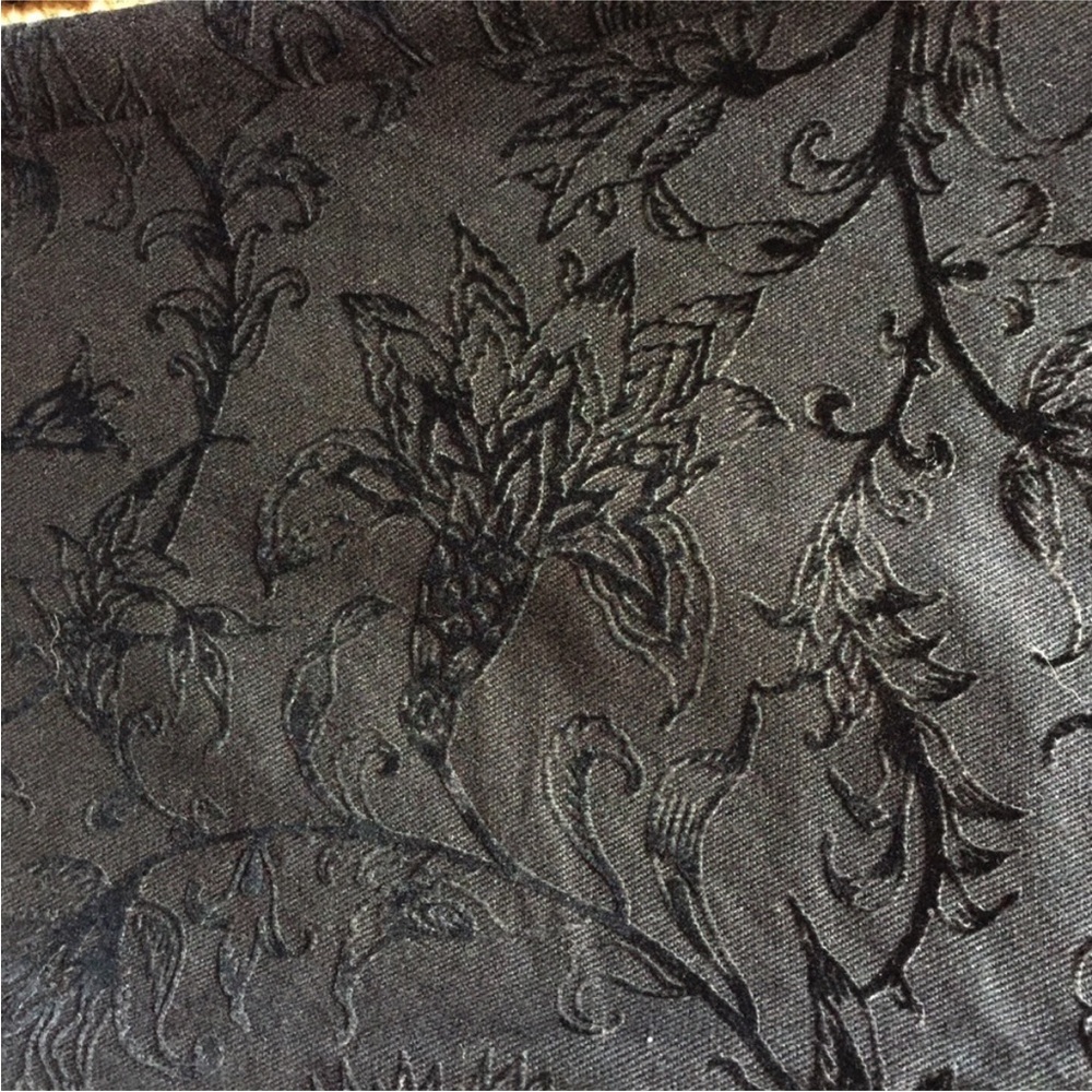 Ideology Black Pants With Velvet Floral Design